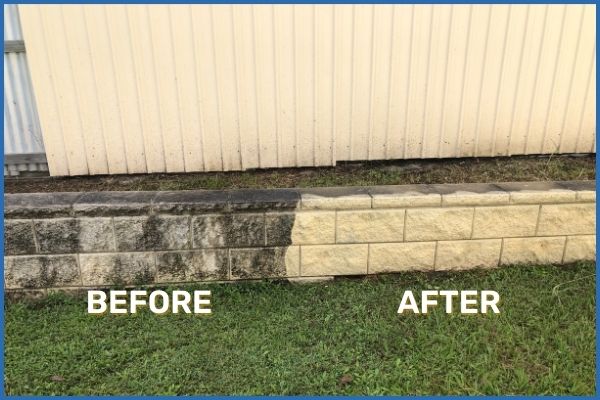 Retaining Wall Power Washing Brisbane Before Vs After