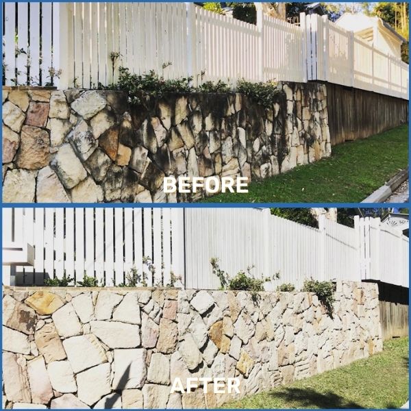 Retaining Wall Pressure Cleaning Brisbane Before And After