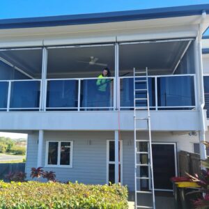 Glass Balcony Railing After Pressure Cleaning Mooloolaba